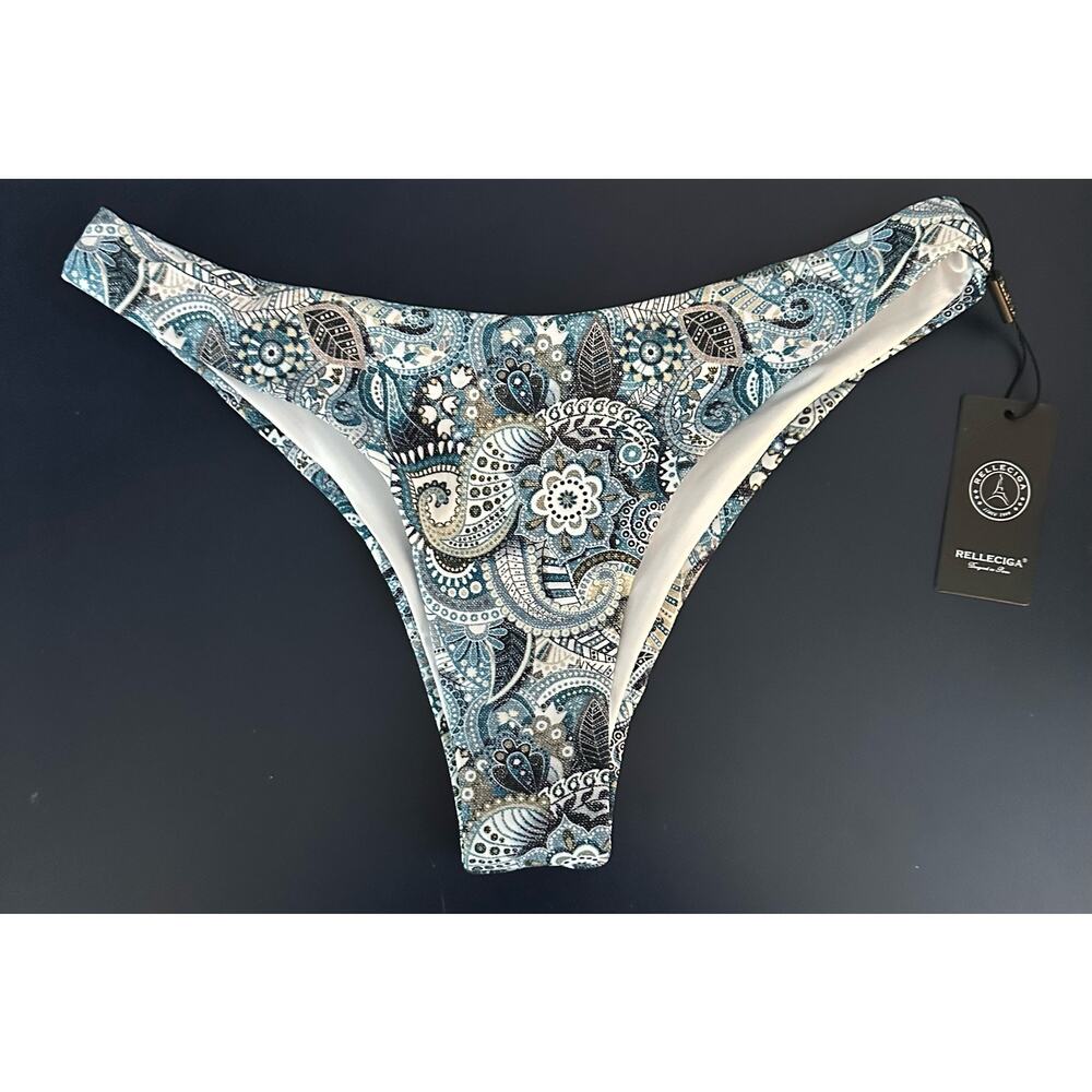 RELLECIGA Women's Cheeky Brazilian Cut Bikini Bottom Printed Size Small
